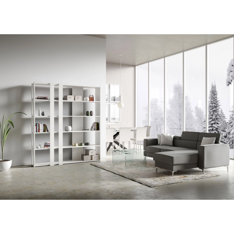 Composizione Libreria C Kato 6R 2 fianchi 4 fasce lunghe - Bianco Frassino