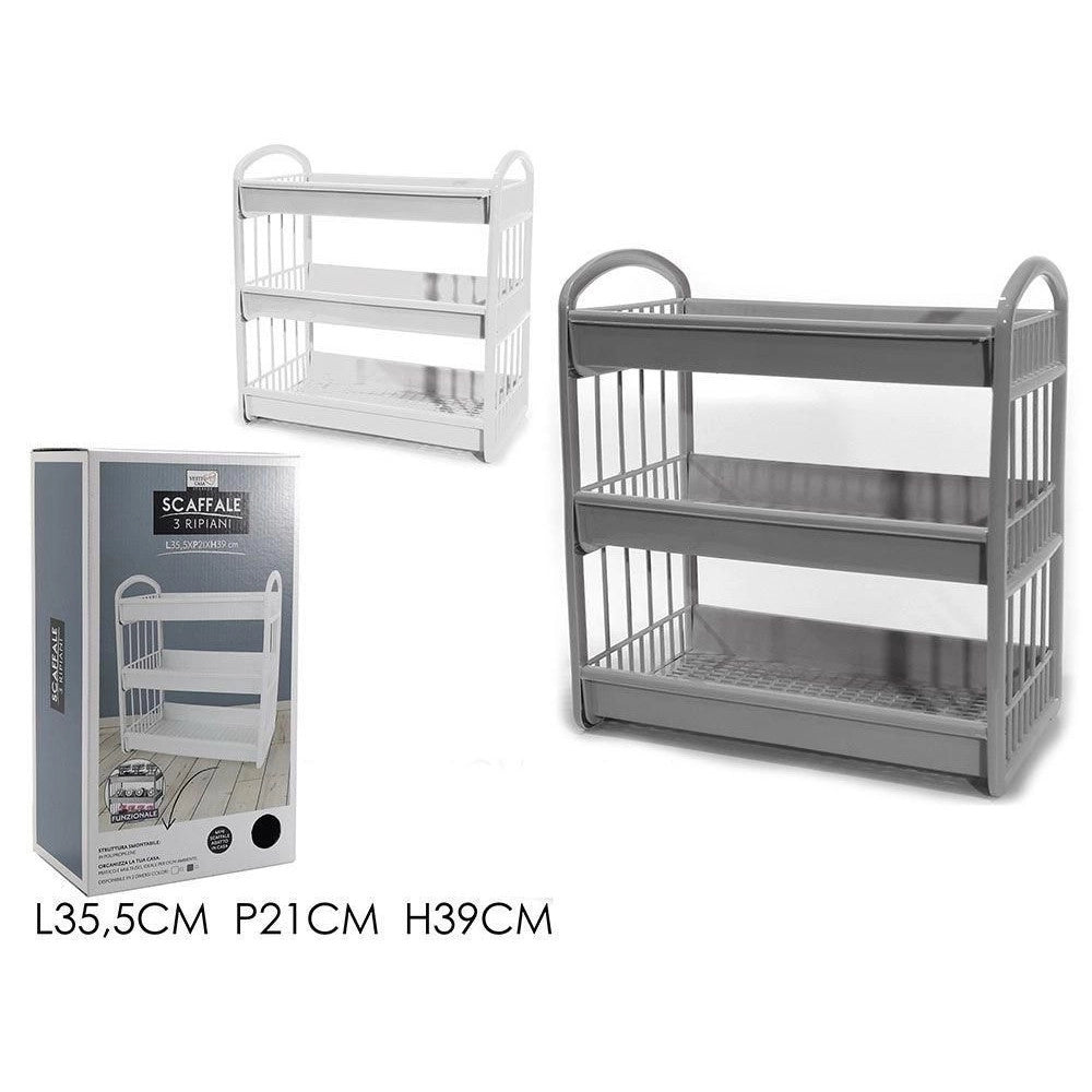 Trade Shop - Scaffale Multiuso In Plastica A 3 Ripiani Struttura Smontabile Per Organizzare Spazi Casa -