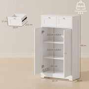 Mobiletto bagno bianco con 2 cassetti e ripiano regolabile 60x30x108 cm