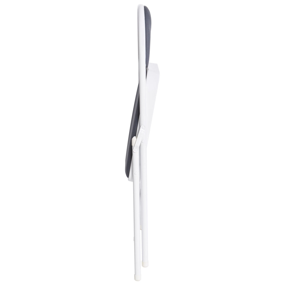 Set 4 Sedie Pieghevoli in Metallo Grigio Chiaro e bianco sedile e schienale imbottiti
