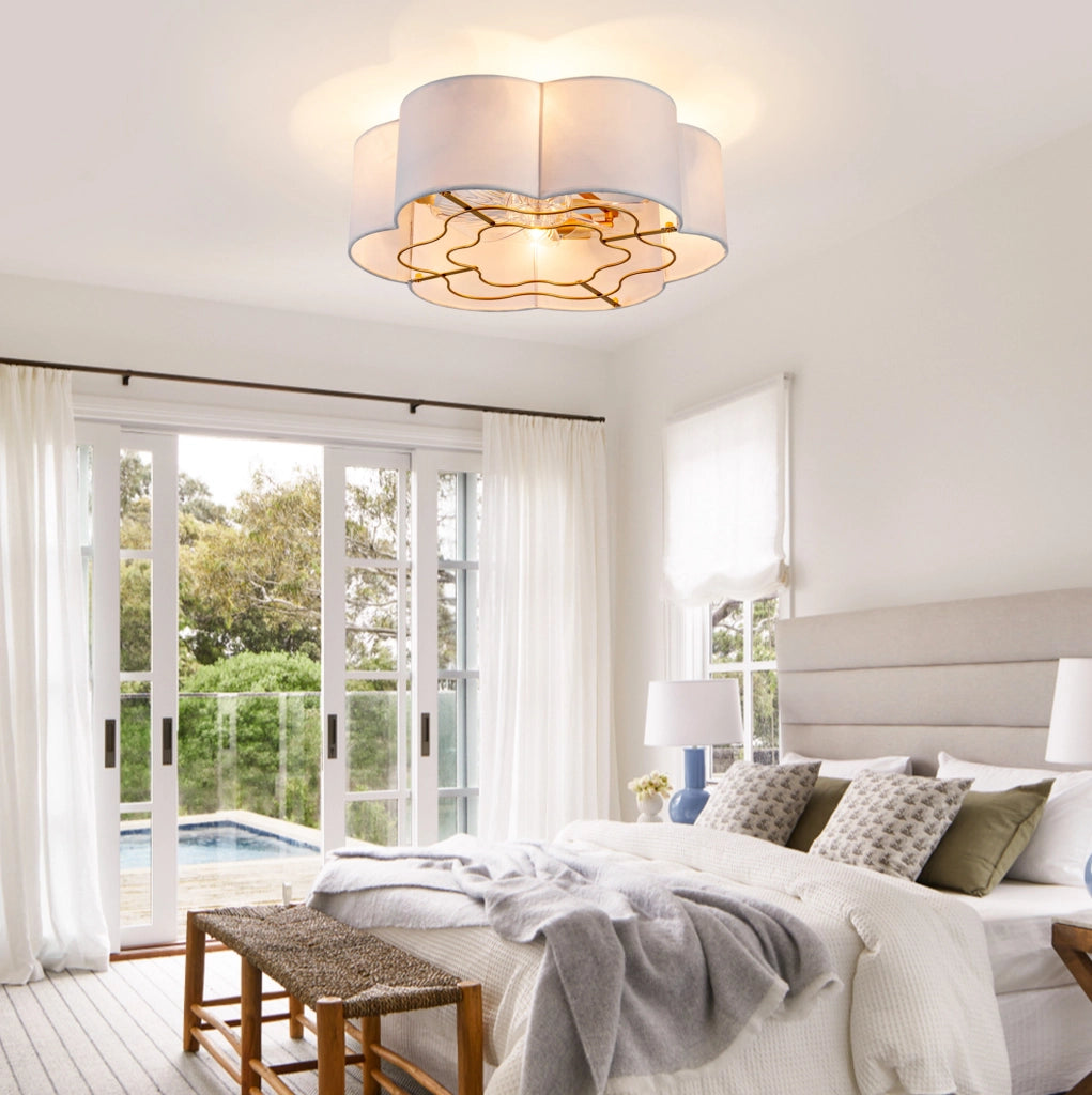 Ventilatore da soffitto con luce; controllo App e telecomando; 53 x 49;5 x 23 cm; beige e oro
