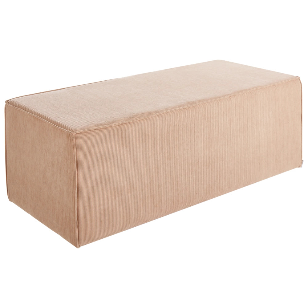Pouf imbottito in tessuto di velluto a coste jumbo beige panca per letto sgabello