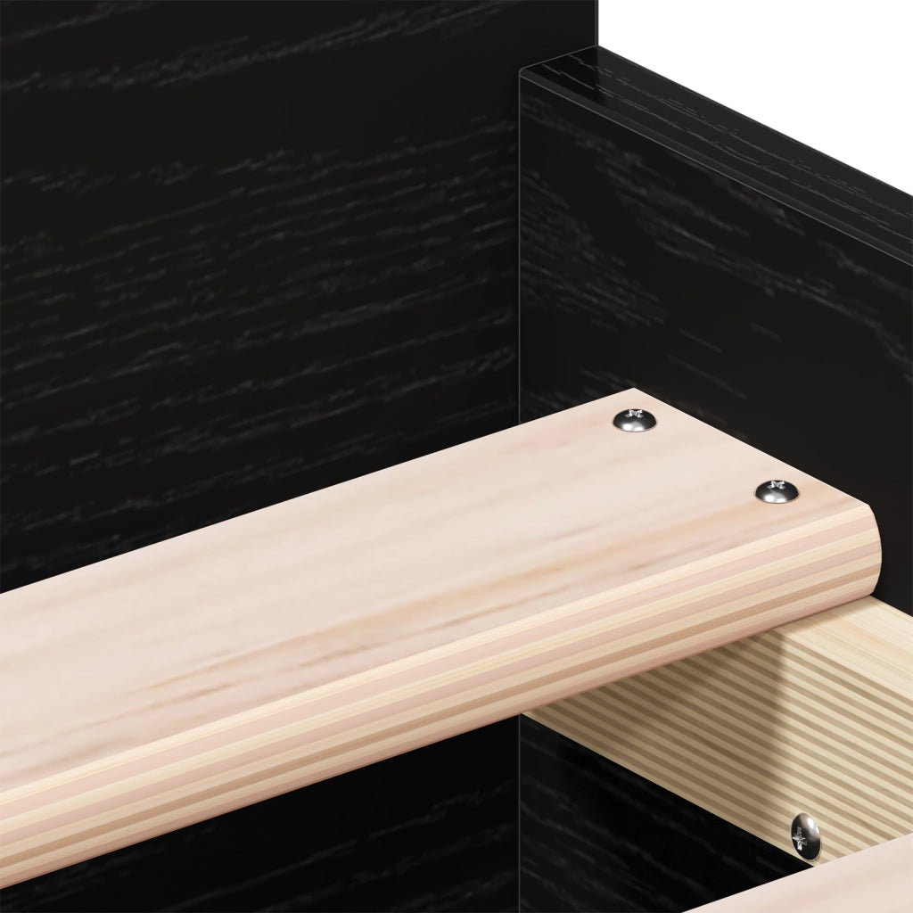 Letto senza Materasso Nero Rovere 75x190 cm Legno Ingegnerizzato