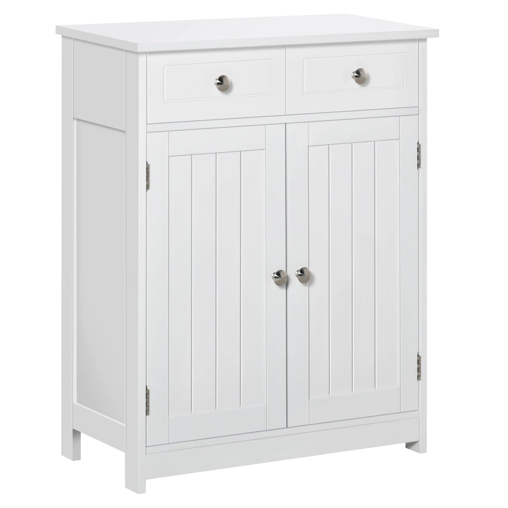 Mobile da Bagno 2 Ante con Cassetti 60x30x75 cm in Legno Bianco
