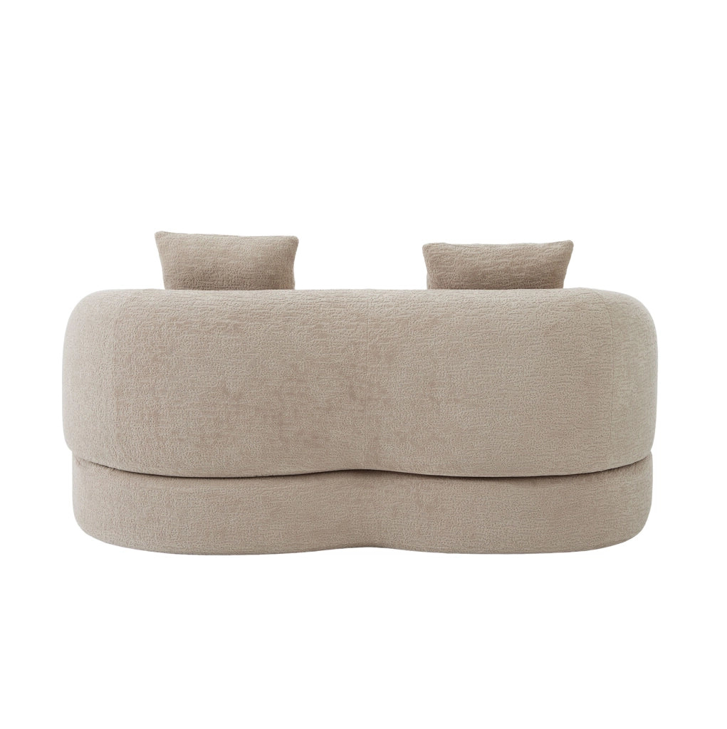 Divano letto 2 posti in chenille kaki con due cuscini, trasformabile, 157x84x65 cm