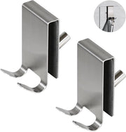 Accessori da bagno - Hanger per doccia - Ideale per asciugamani - Argento - Accessori da bagno - Adatto per porte doccia senza cornice - Set da 2