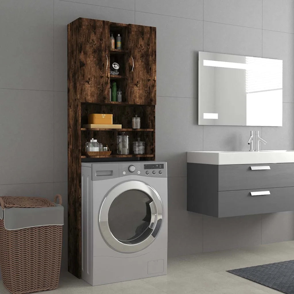 Mobile per Lavatrice Rovere Fumo 64x25,5x190 cm 815957
