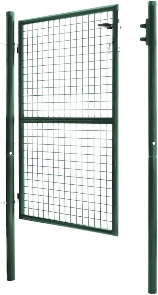 Cancello da giardino in acciaio verde 105 x 125 cm con serratura e maniglia