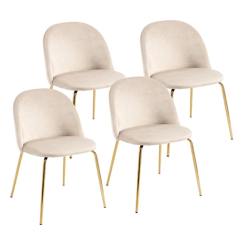 SET 4 SEDIE IN VELLUTO BEIGE CON PIEDI IN METALLO COLOR ORO MISURE: 42X53,5X86,5/47 CM