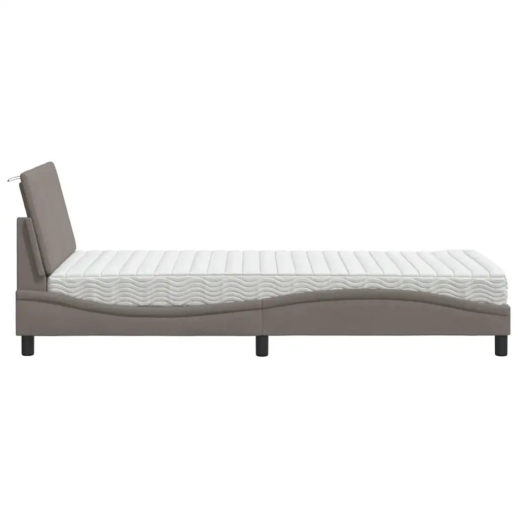 Letto con Materasso Hanko Tortora 90x190 cm in Tessuto
