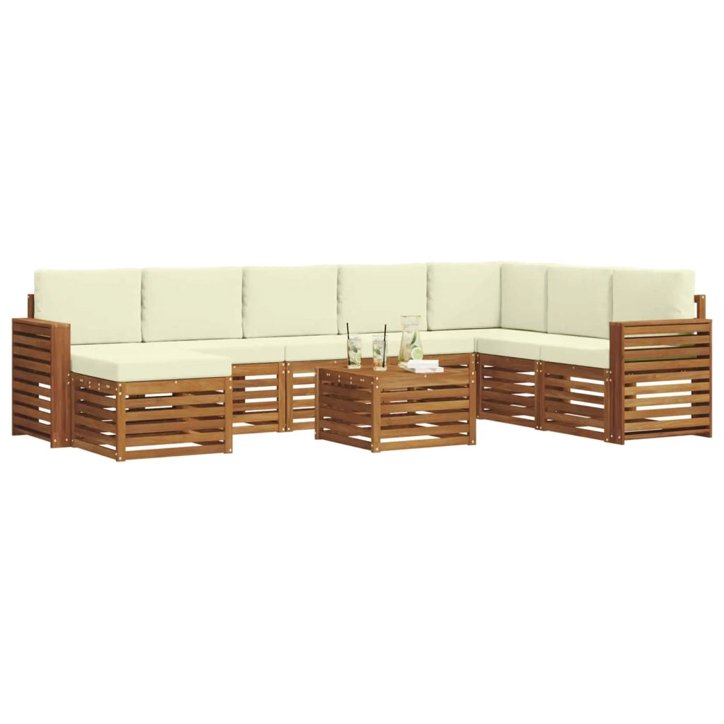 Set divano sezionale con cuscino 9 pcs Naturale e Crema 3375335