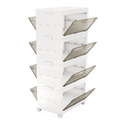 Set di 4 contenitori impilabili 54 x 33 x 117,5 cm con facile accesso stile contemporaneo bianco PP 20_0018963