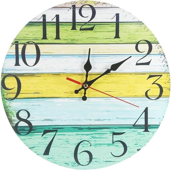 Orologio a muro in legno 30 cm - Orologio silenzioso in stile rurale per soggiorno, camera da letto e lavoro da casa