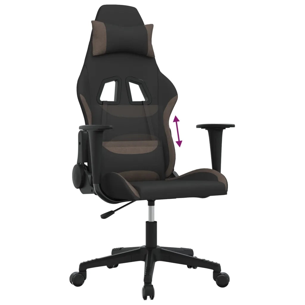 vidaXL Sedia da Gaming Nero e Tortora in Tessuto