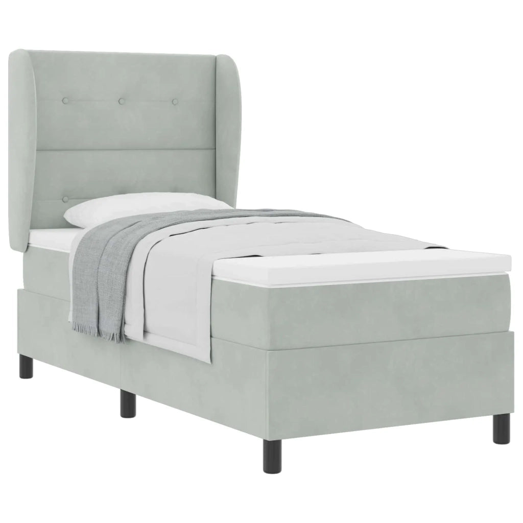 Letto a molle con materasso Grigio chiaro 200 x 90 cm Velluto 3340910