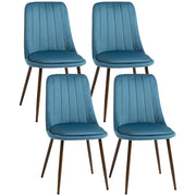 Sedia da Pranzo Imbottita ¨C Minimal ¨C Set 4 Pezzi in Tessuto e Acciaio, Blu, 47x55x86 cm