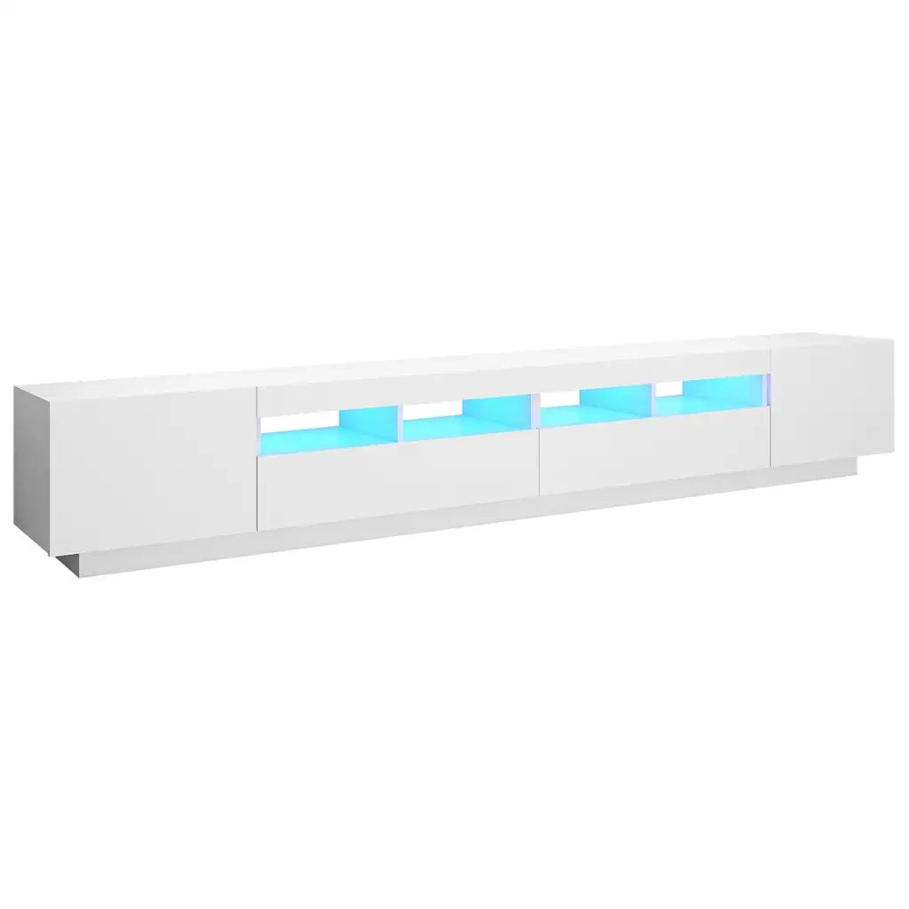 Mobile Porta TV con Luci LED-Credenza TV Bianco 260x35x40 cm
