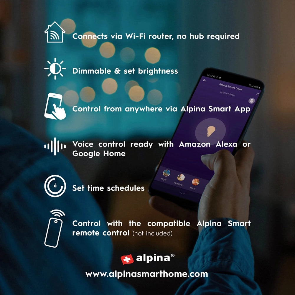 Set 3 Lampadina LED E27 7W Smart Home Luce Bianca Calda Controllo App Alexa e Google