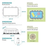 26788NP - Piscina Prisma Metal Frame 400X200X100 Cm Con Pompa Filtro E Scaletta