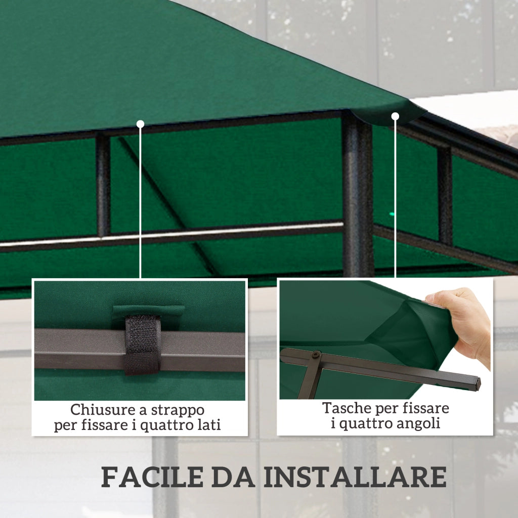 Tetto per Gazebo da Giardino 3x3m ¨C zephmum ¨C Poliestere Verde