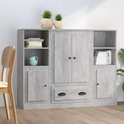 vidaXL Credenze 3 pz Grigio Cemento in Legno Multistrato