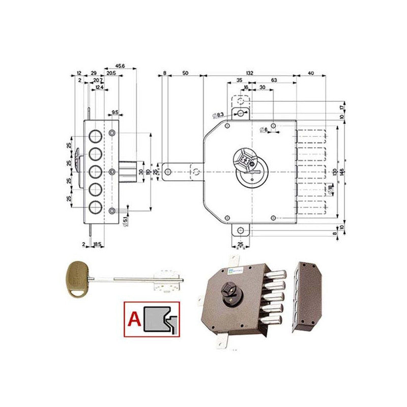 Serratura Sic.Quintupl.Dx Dm 20540 Mottura