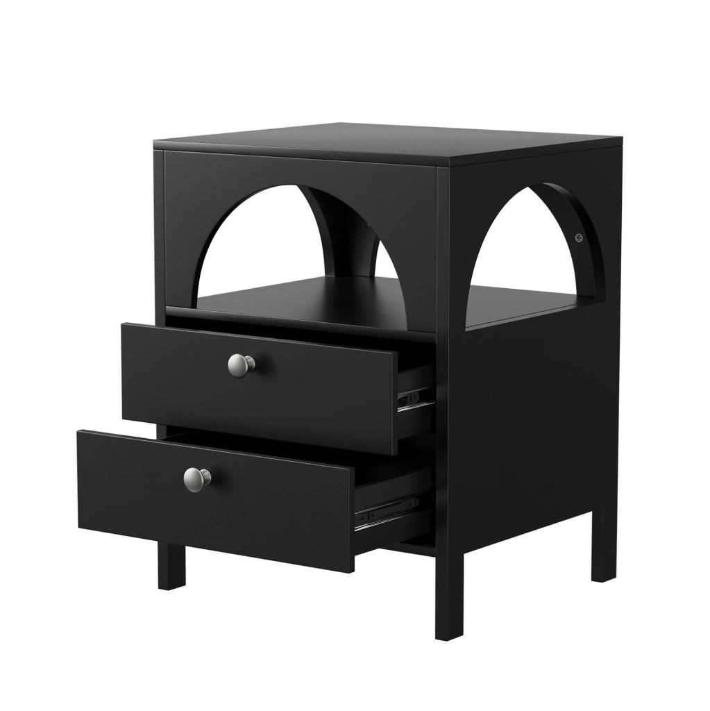 Comodino nero 45 x 40 x 58 cm - 2 cassetti