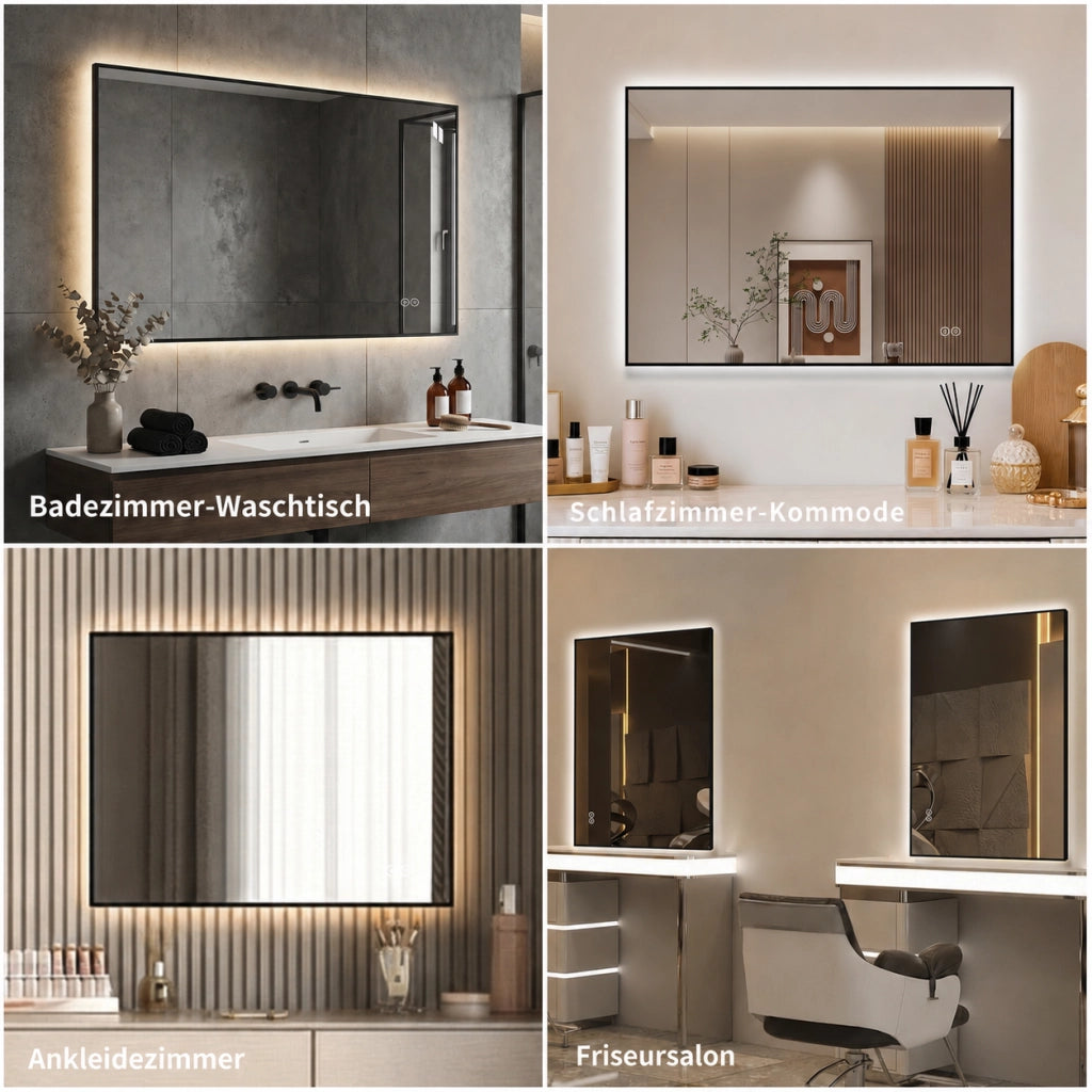 Specchio luminoso da bagno con retroilluminazione a 3 colori e funzione antiappannamento vetro argento 77 × 97 cm
