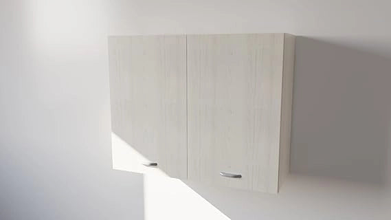 Pensile Cucina  in Legno Nobilitato Larice Bianco, Mobile Alto con 2 Ante, Pensile Componibile Moderno Made in Italy (H80XL70XP32cm)