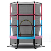Tappeto elastico per bambini con rete di sicurezza, Tappeto elastico con struttura in acciaio resistente Rosa-Trampolini