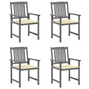 Sedie da Giardino con Cuscini 4 pz in Massello di Acacia Grigio cod mxl 7913