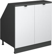Mobile sottotetto Rion, Ondulazione bianca, 80 x 81.6 cm con 2 porte, carcassa 60 cm profondità, adatto per il salvaspazio sotto tetti spioventi