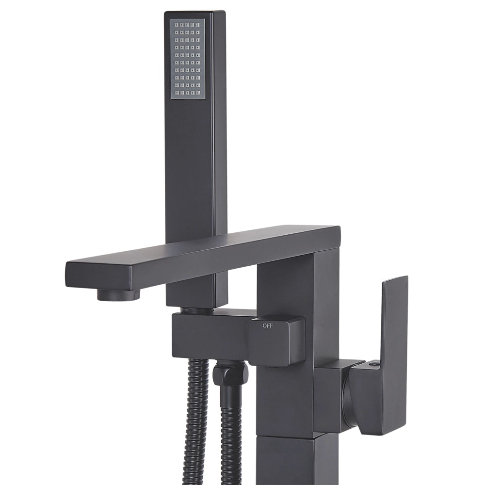 Miscelatore vasca da bagno freestanding Kit doccia rubinetto Nero montato a pavimento