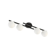 Plafoniera Moderna Nettuno Acciaio Nero Vetro 4 Luci E14 Ip20