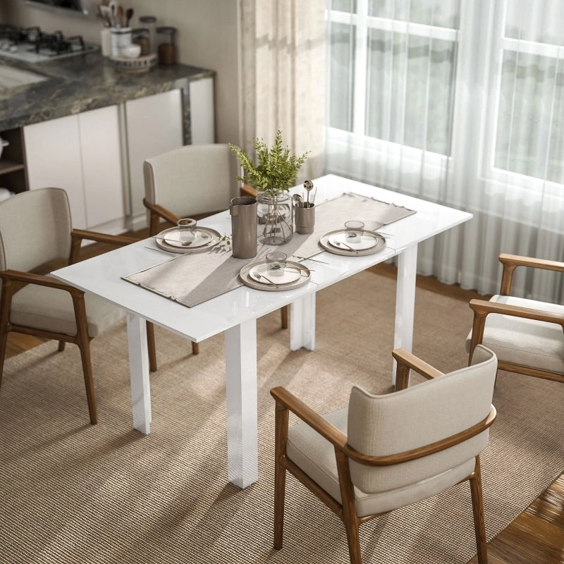 Tavolo da pranzo - estraibile 120-160x70 cm - per 4-6 persone - MDF - bianco lucido - regolabile
