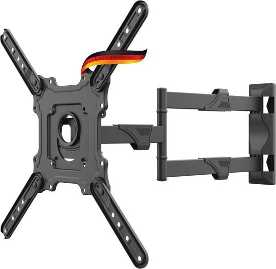 Montaggio per TV a parete universale per schermi da 23 a 75 pollici, peso massimo 35 kg, braccio di inclinazione regolabile, rotazione e inclinazione, estensione regolabile, VESA 100x100 a 400x400, in alluminio nero.