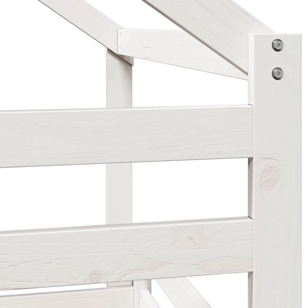 Letto singolo | Letto per adulti | Letto a Castello con Tetto Bianco 75x190 cm Legno Massello Pino