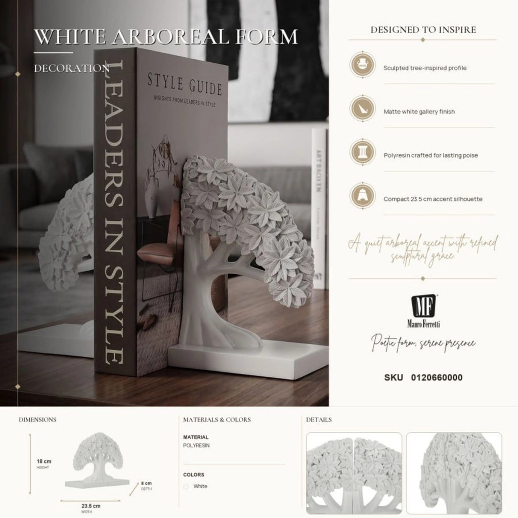 Set fermalibri Albero in poliresina bianco