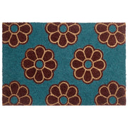 Zerbino in fibra di cocco tappetino blu con fondo in gomma 40 x 60 cm Antiscivolo Decorativo Motivo floreale Zerbino di benvenuto