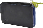Taschi da viaggio in pelle vera con chiusura a zip doppia, rimovibile e moneta, design moderno, unisex, nero, uno taglia.