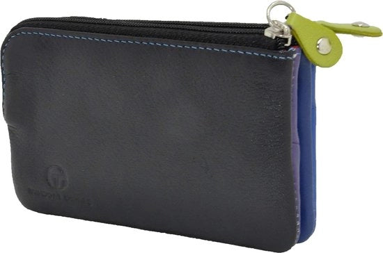 Taschi da viaggio in pelle vera con chiusura a zip doppia, rimovibile e moneta, design moderno, unisex, nero, uno taglia.