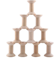 Set di Naaigaren in Legno da 10 Stuks - Spazzole in Legno - Supporto per Filo di Naaigare - Dimensioni 47 x 31 mm - Diametro Foro 6,8 mm - Per Bambini e Decorazione - Spazzole a Filo
