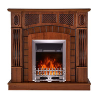 Camino Elettrico da Pavimento 112x115x30 cm Effetto Fiamma 2000W Amsterdam & Galileo Silver Noce