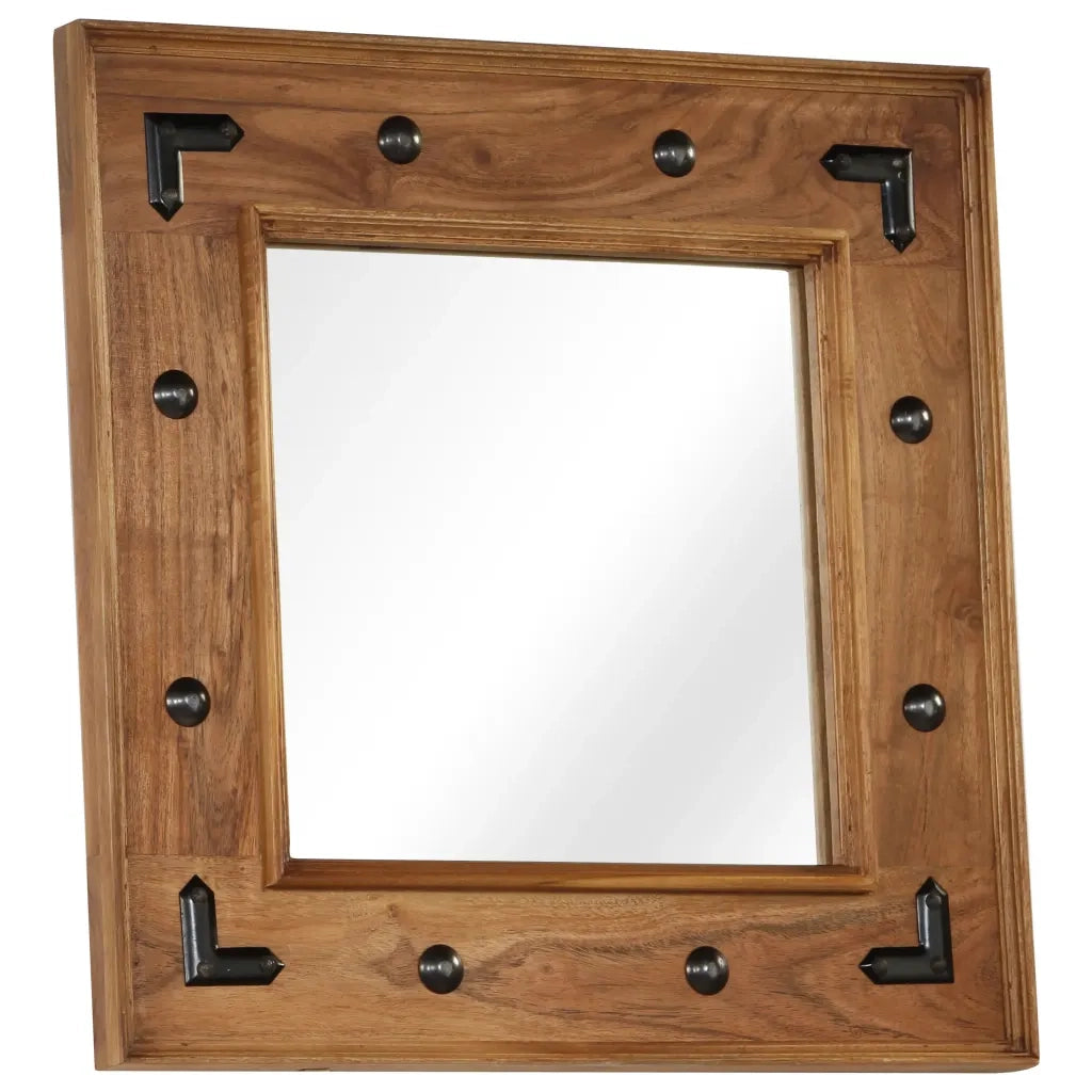 Specchio in Legno Massello di Acacia 50x50 cm