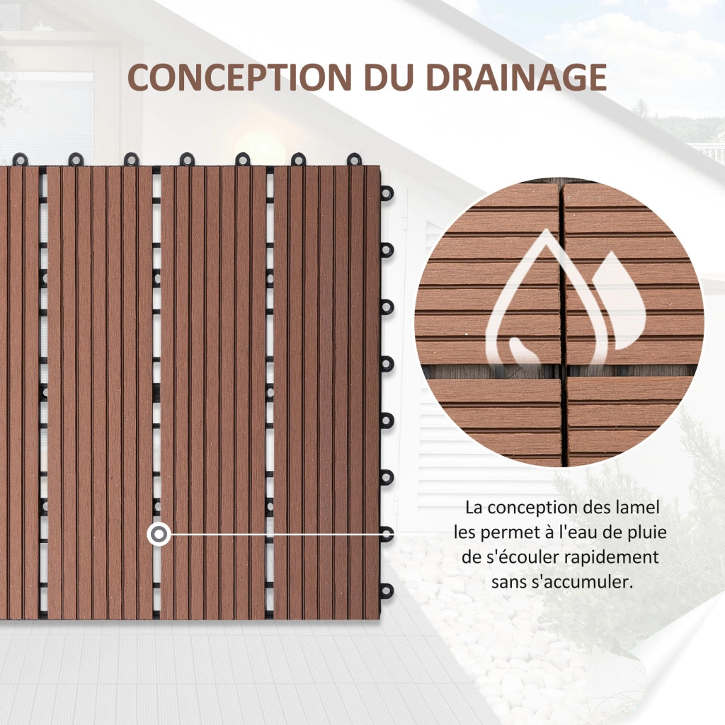 Dalle per esterno 30x30x2,2 cm ¨C zephmum ¨C marrone chiaro, HDPE, clipsable