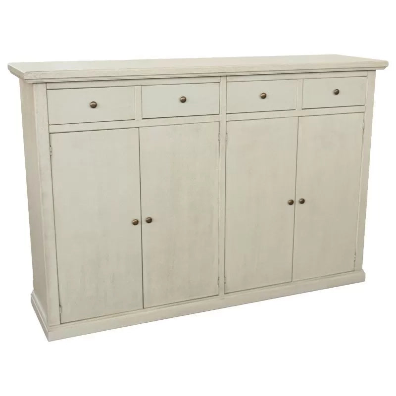 Madia credenza legno 4 porte 4 cassetti shabby avorio anticato 160x40x110 - Mobili 2G