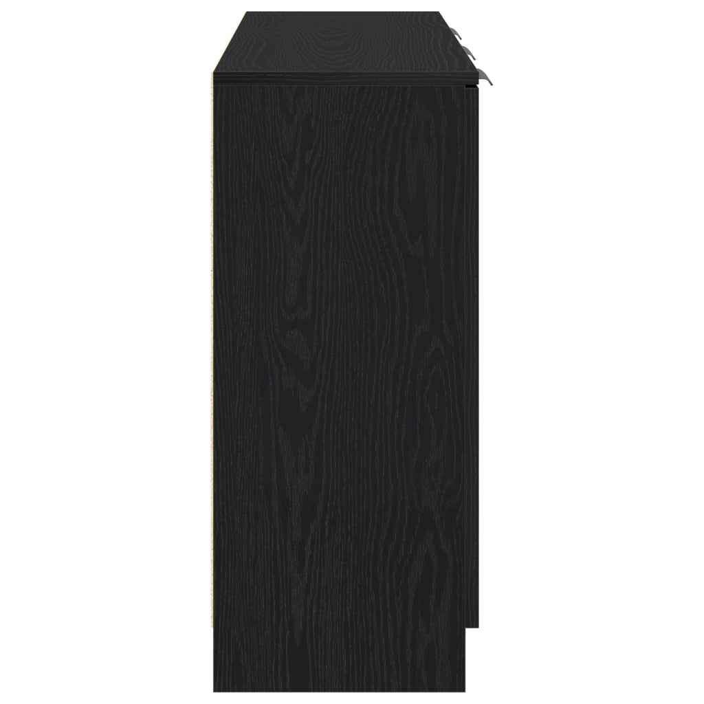 Credenza Nera in Rovere 90,5x30x70 cm in Legno Ingegnerizzato