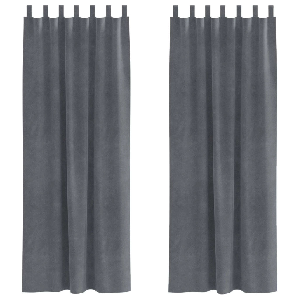 Tende Oscuranti | Tende Blackout 2 pz Grigio chiaro 140 x 260 cm Velluto