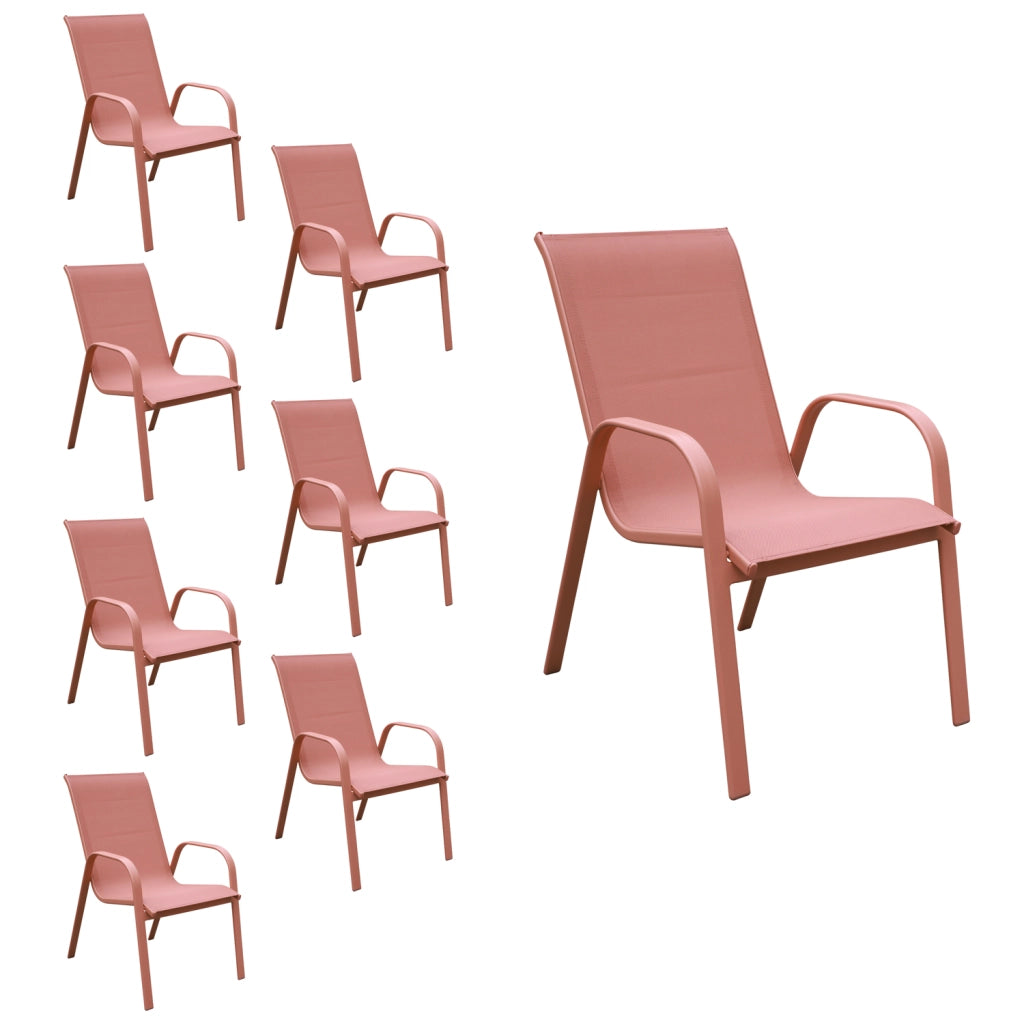 Set di 8 sedie MARBELLA in textilene terracotta - alluminio terracotta