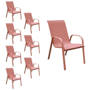 Set di 8 sedie MARBELLA in textilene terracotta - alluminio terracotta
